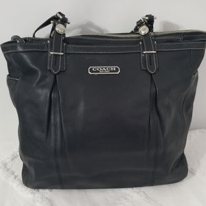 Coach black leather east west gallery shoulder bag